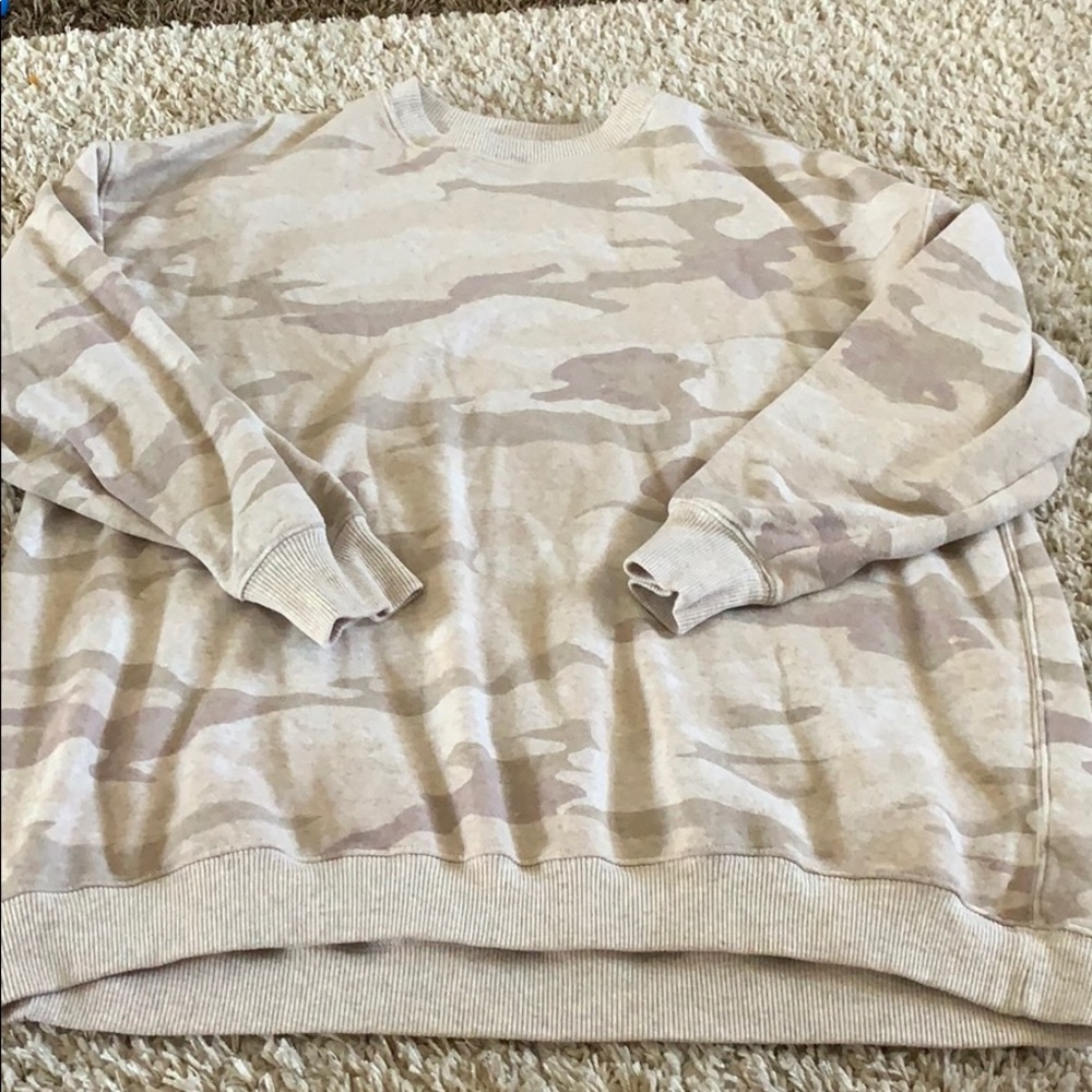 Oversized Aerie Tan Camo Printed Sweatshirt